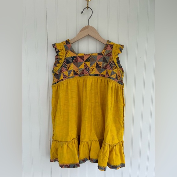 Misha & Puff Organic Patchwork Ruffle Sleeve Babydoll Dress In Mango, 7-8y - Picture 8 of 8